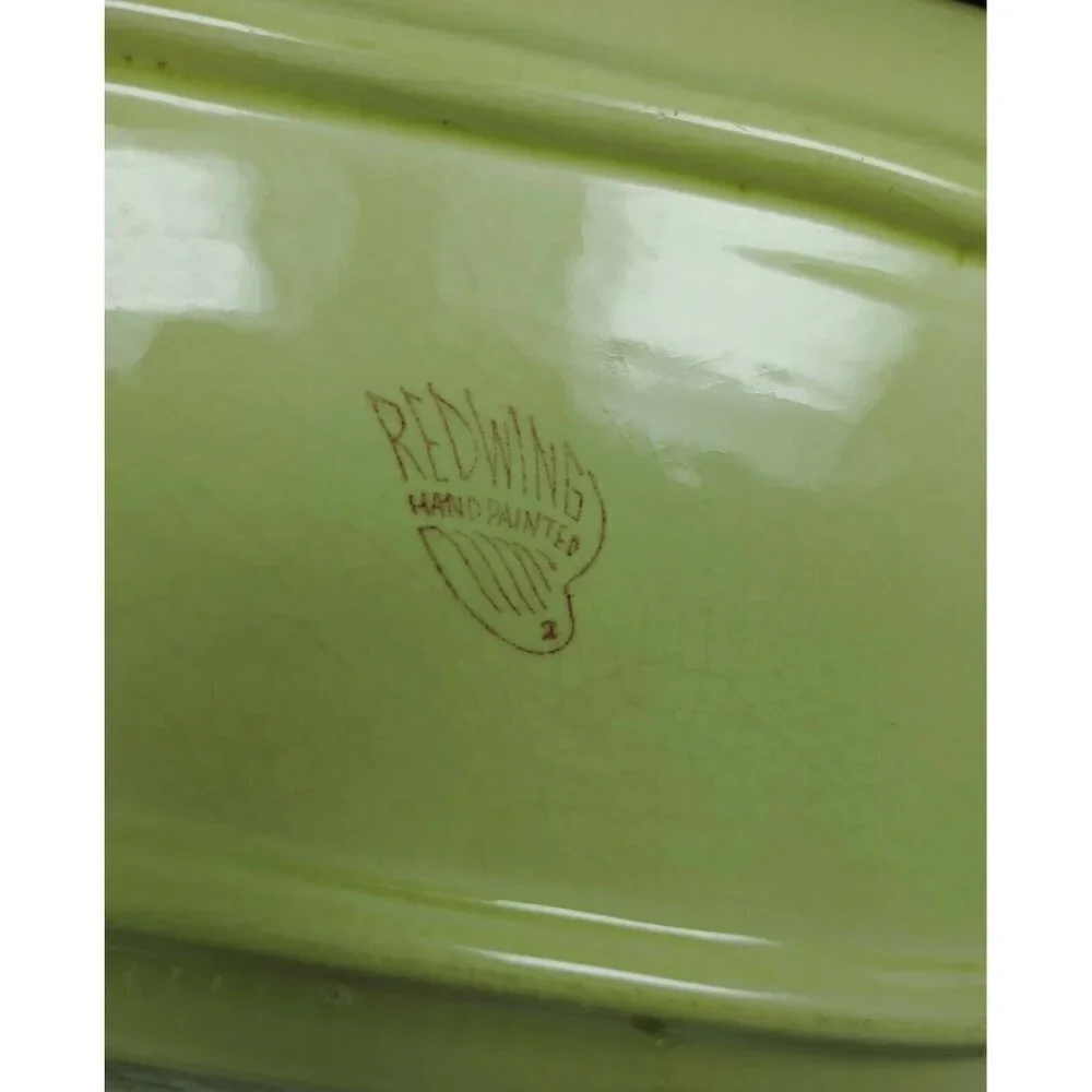 Red Wing Hand Painted Yellow Floral Dinnerware Curved Platter Stamp Rolling Tray